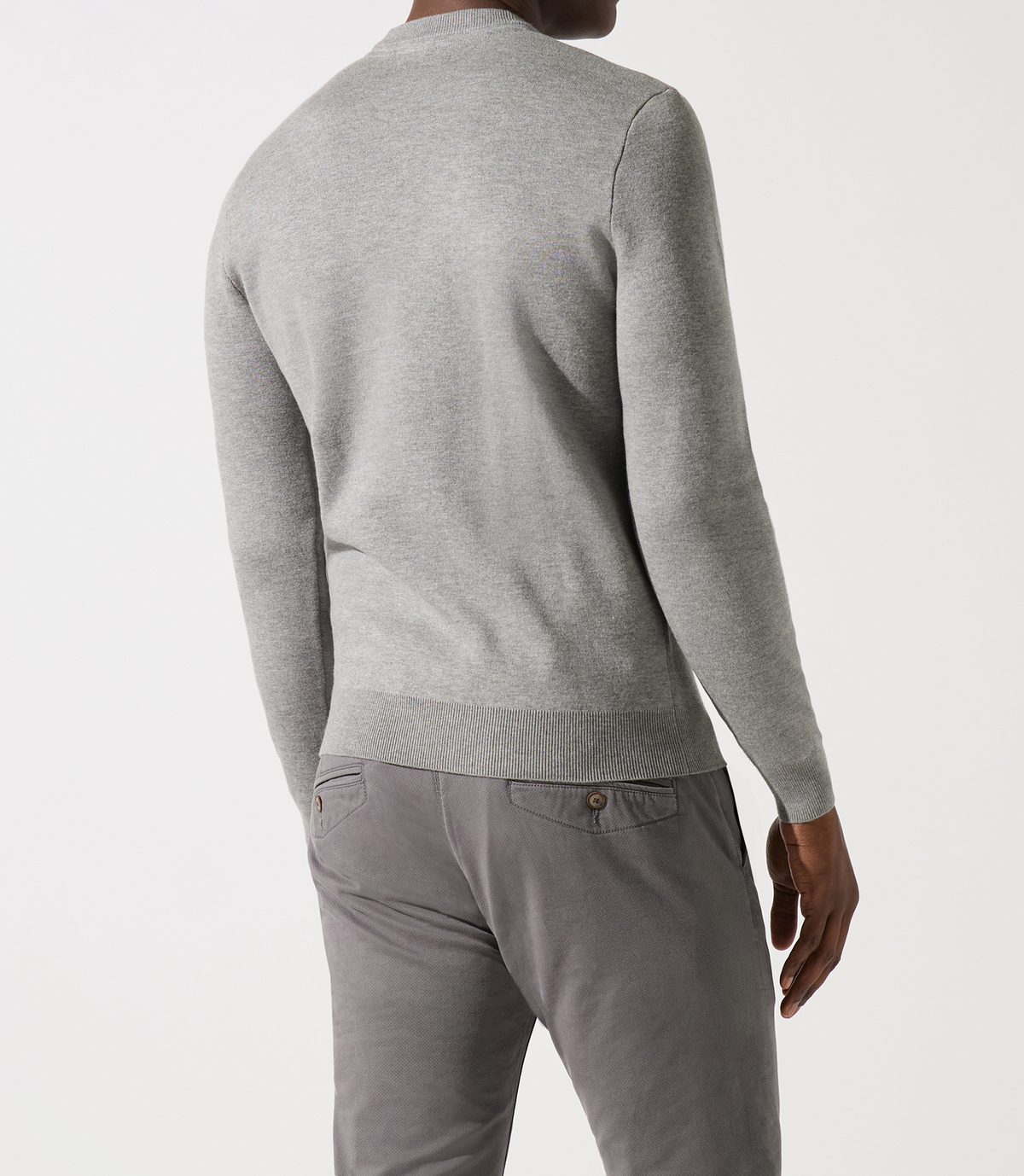 Pull col rond gris chiné avec poche - IZAC