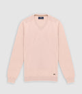 Pull col v rayé beige rose - IZAC