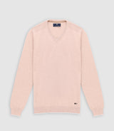 Pull col v rayé beige rose - IZAC