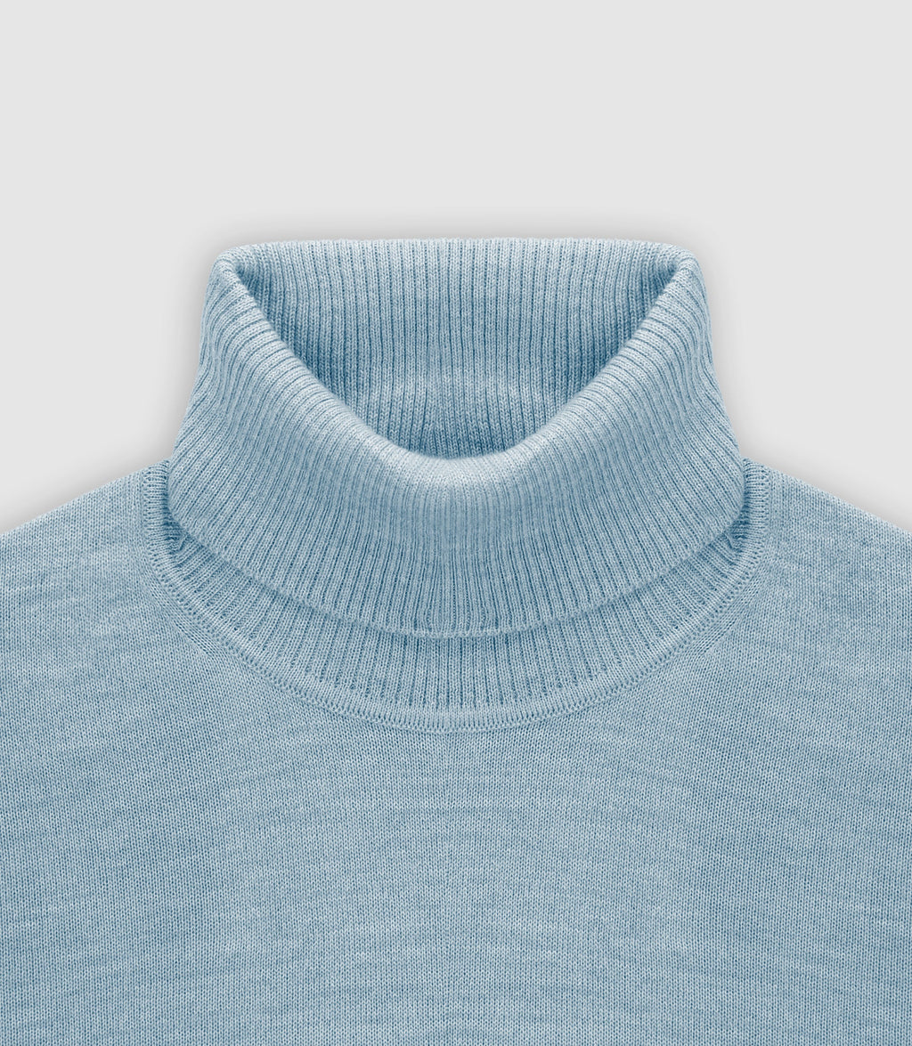 Pull col roulé bleu ciel - IZAC