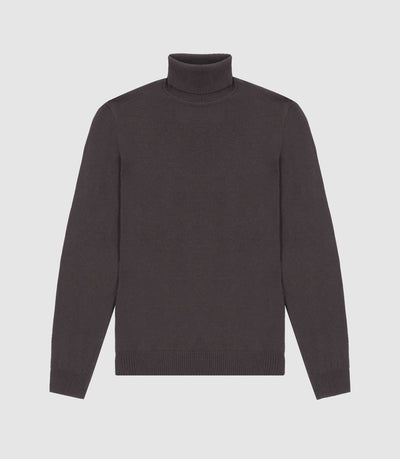 Pull col roulé marron 100% mérinos - IZAC