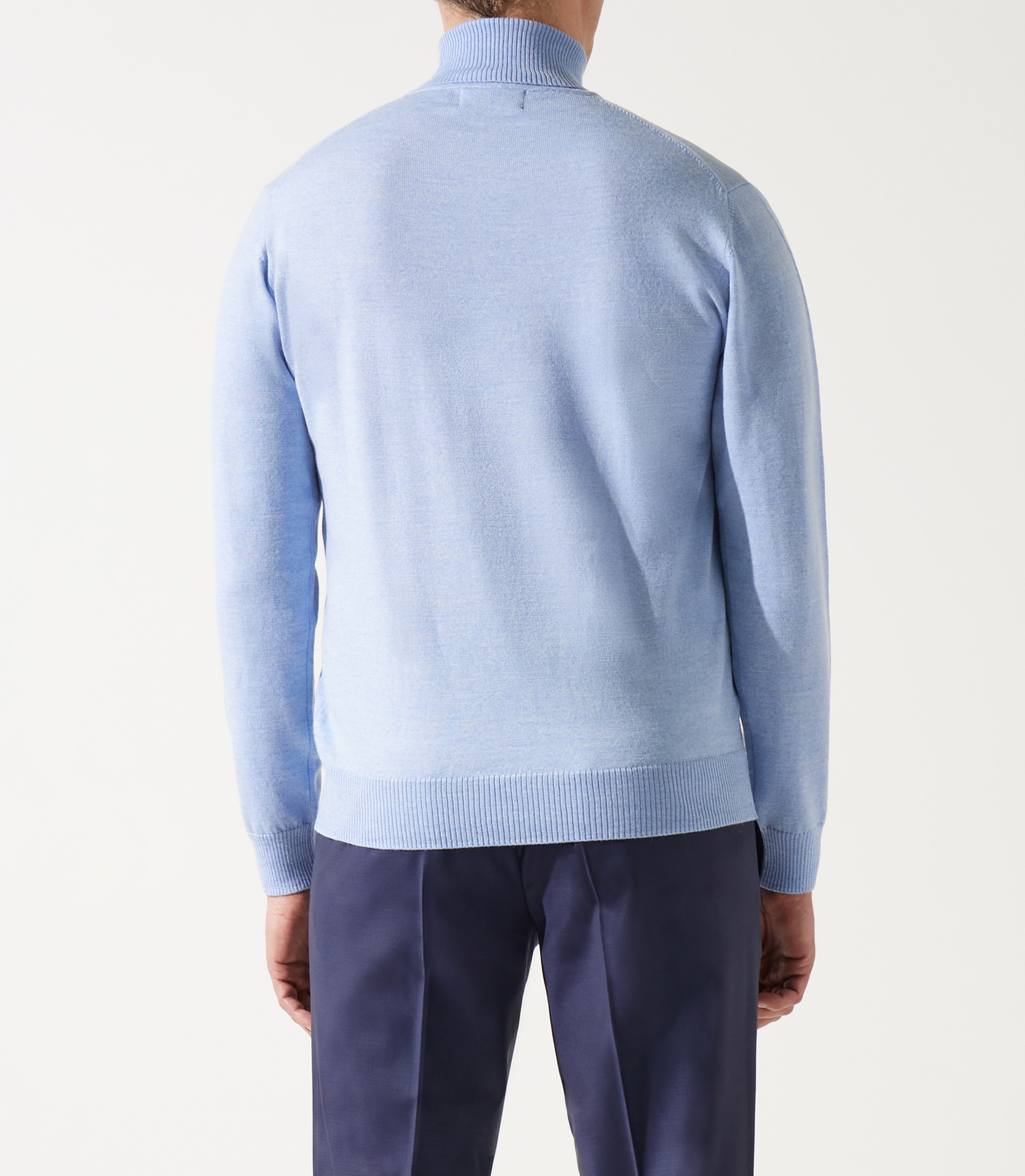 Pull col roulé bleu ciel 100% mérinos - IZAC