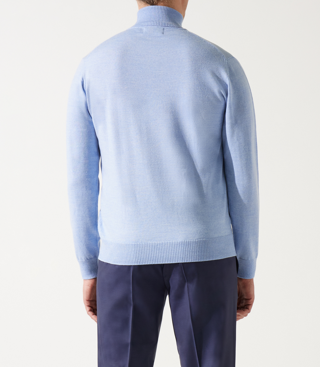 Pull col roulé bleu ciel 100% mérinos - IZAC