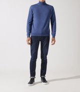 Pull col roulé indigo 100% mérinos - IZAC
