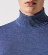 Pull col roulé indigo 100% mérinos - IZAC