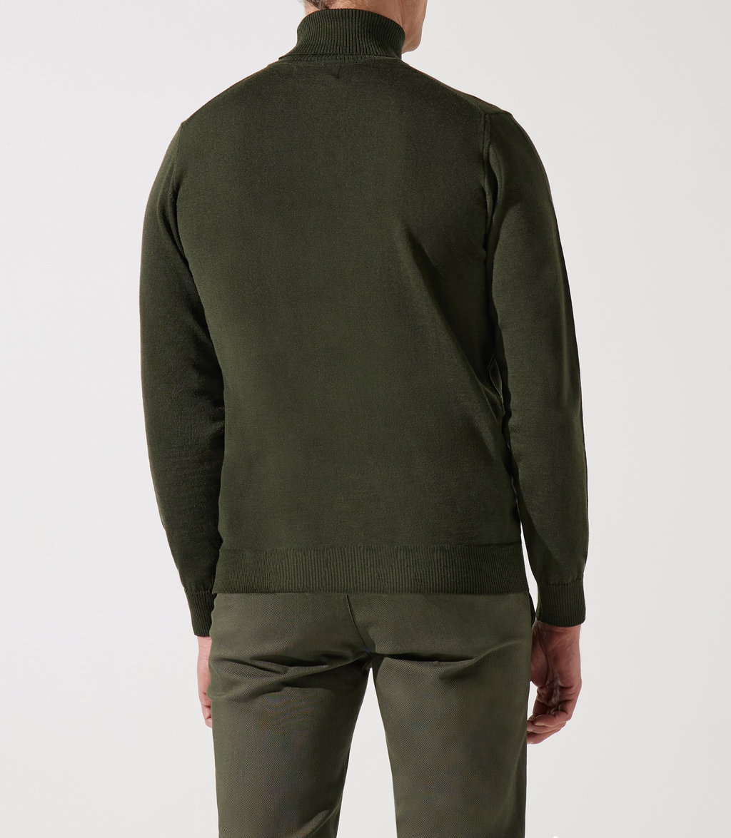 Pull col roulé kaki 100% mérinos - IZAC