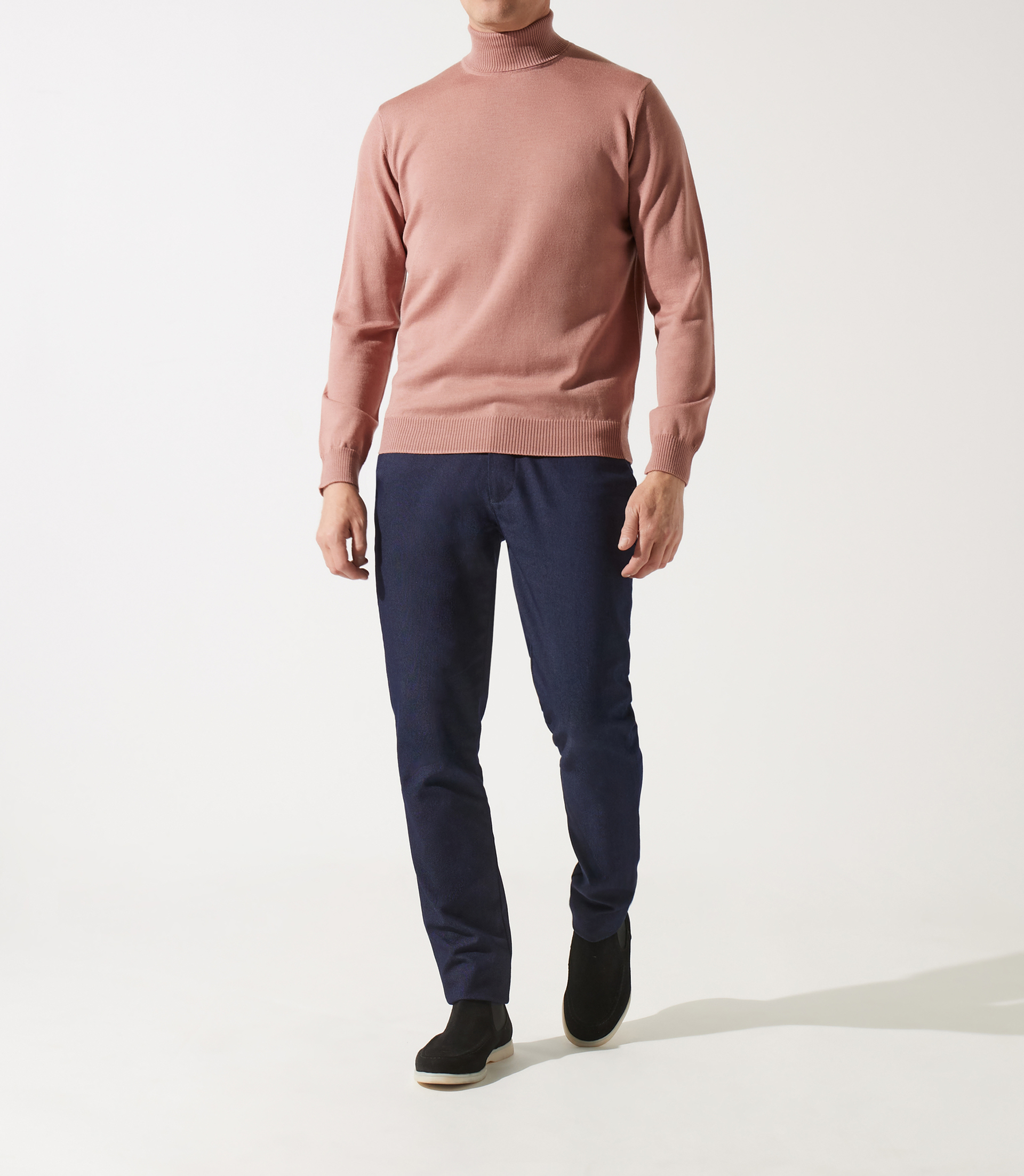 Pull col roulé rose 100% mérinos - IZAC