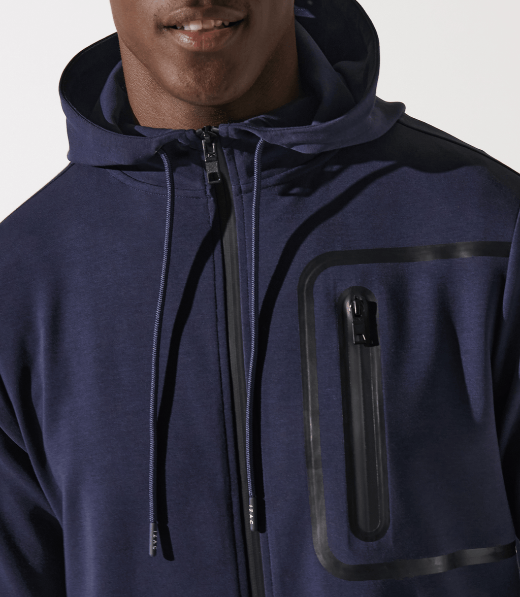 Sweat zippé à capuche marine - IZAC