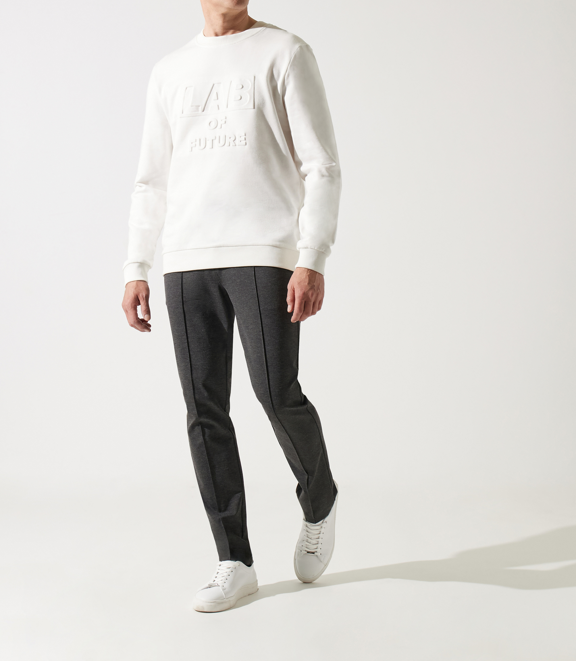 Sweat col rond fantaisie blanc - IZAC