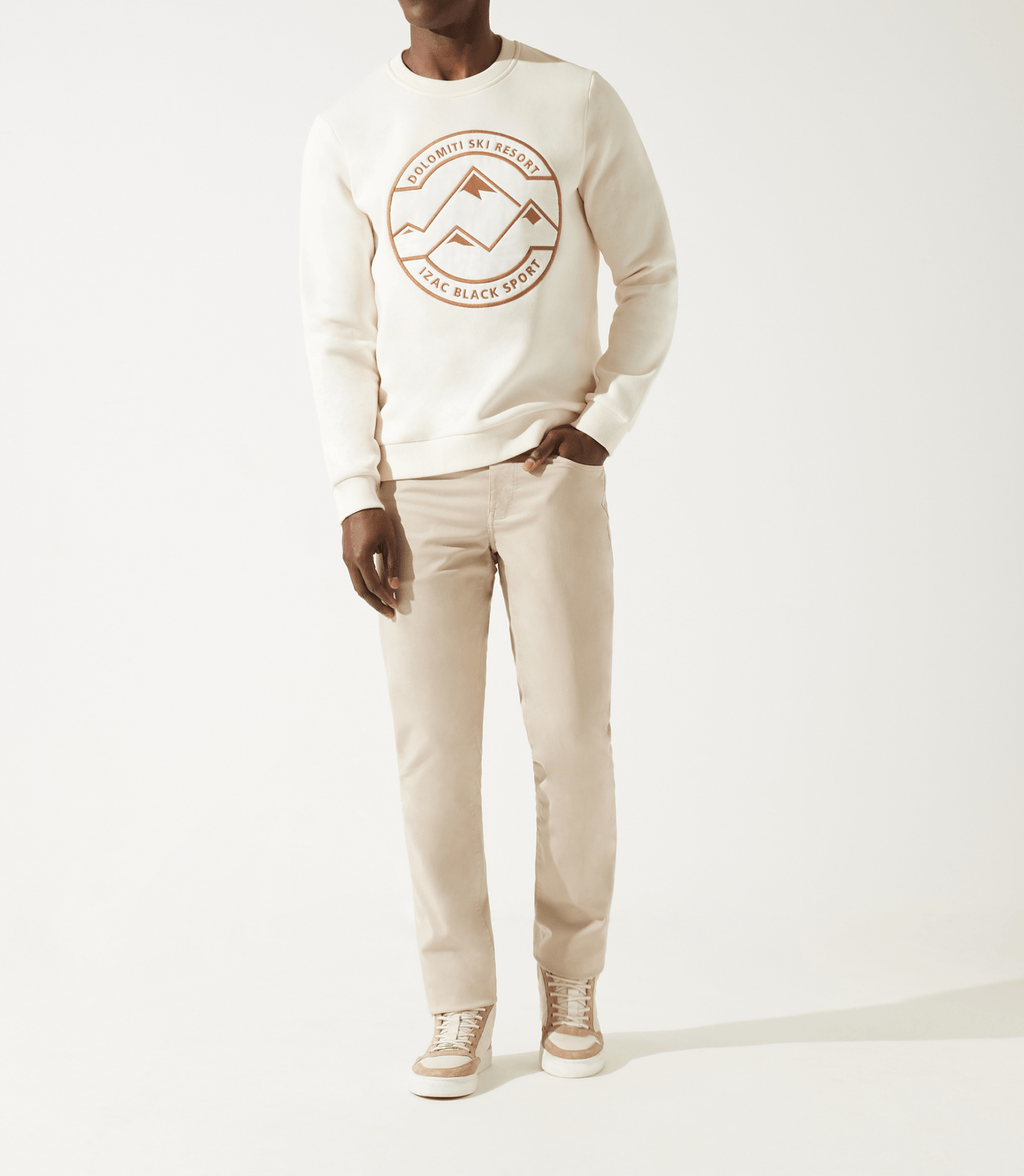 Sweat col rond fantaisie écru - IZAC