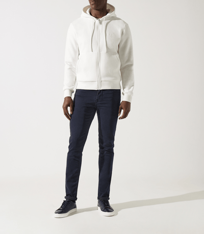 Sweat zippé brodé à capuche beige - IZAC