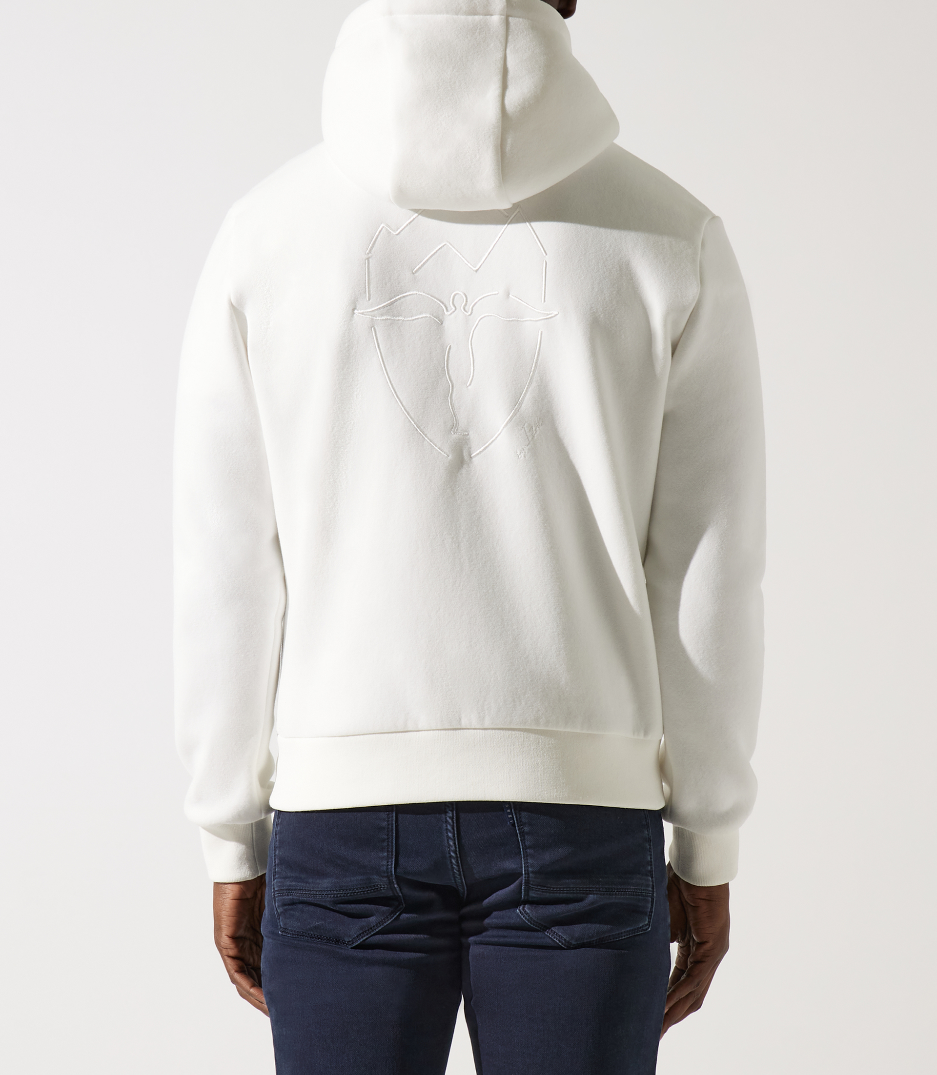 Sweat zippé brodé à capuche beige - IZAC