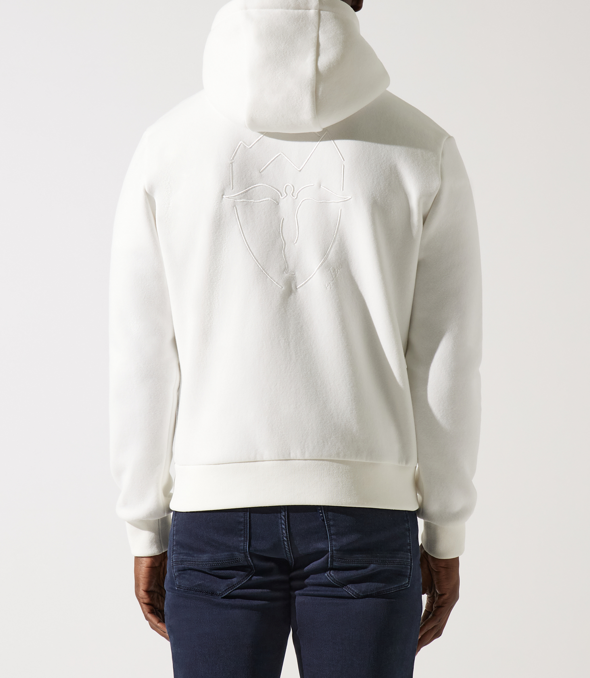 Sweat zippé brodé à capuche beige - IZAC