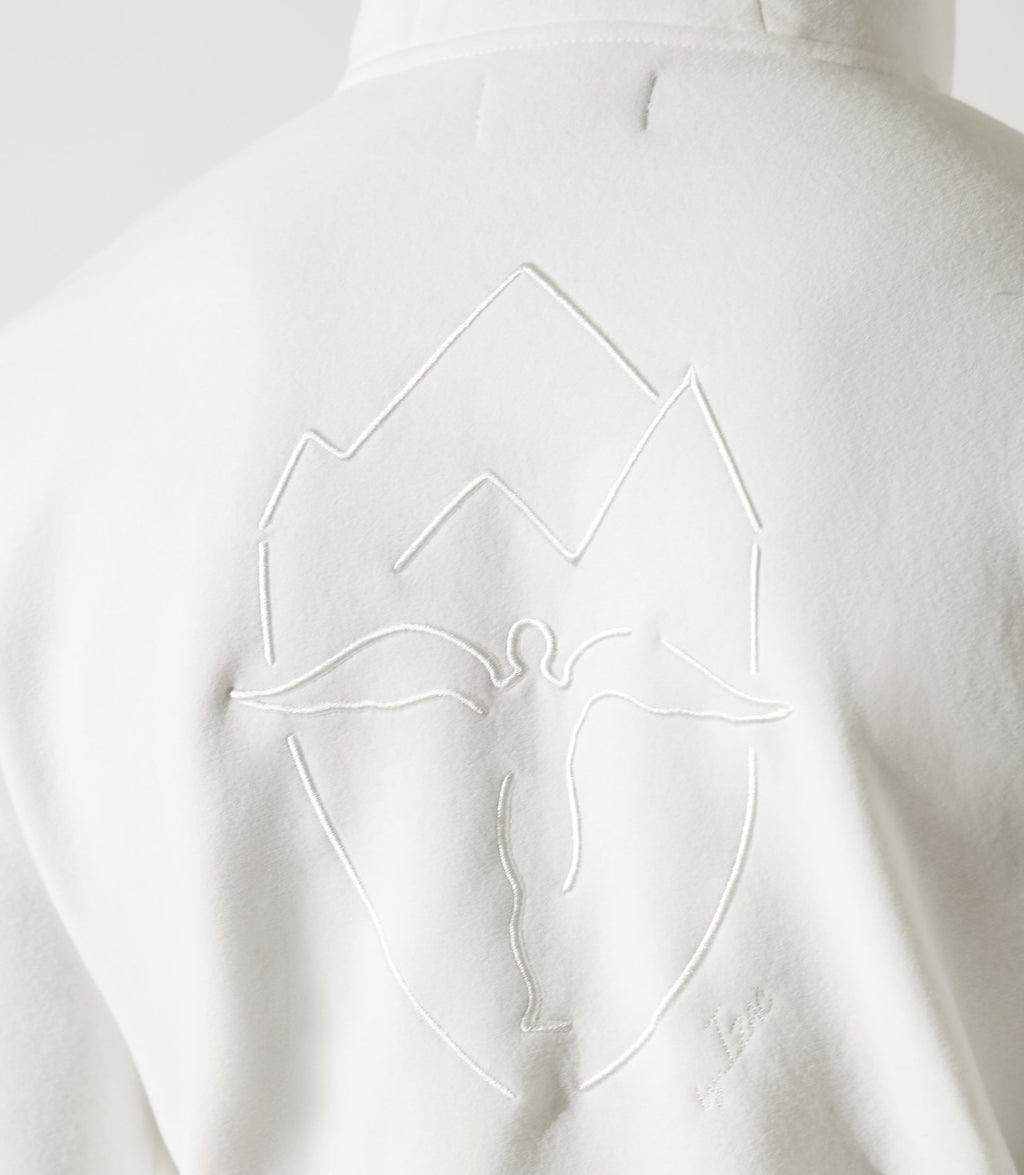 Sweat zippé brodé à capuche beige - IZAC