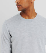 Pull en laine mérinos col rond gris - IZAC