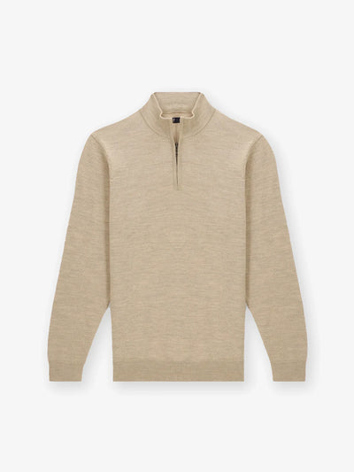Pull col zip beige foncé - IZAC