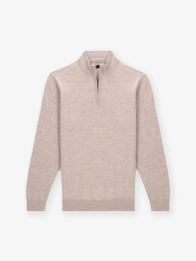 Pull col zip beige rose - IZAC