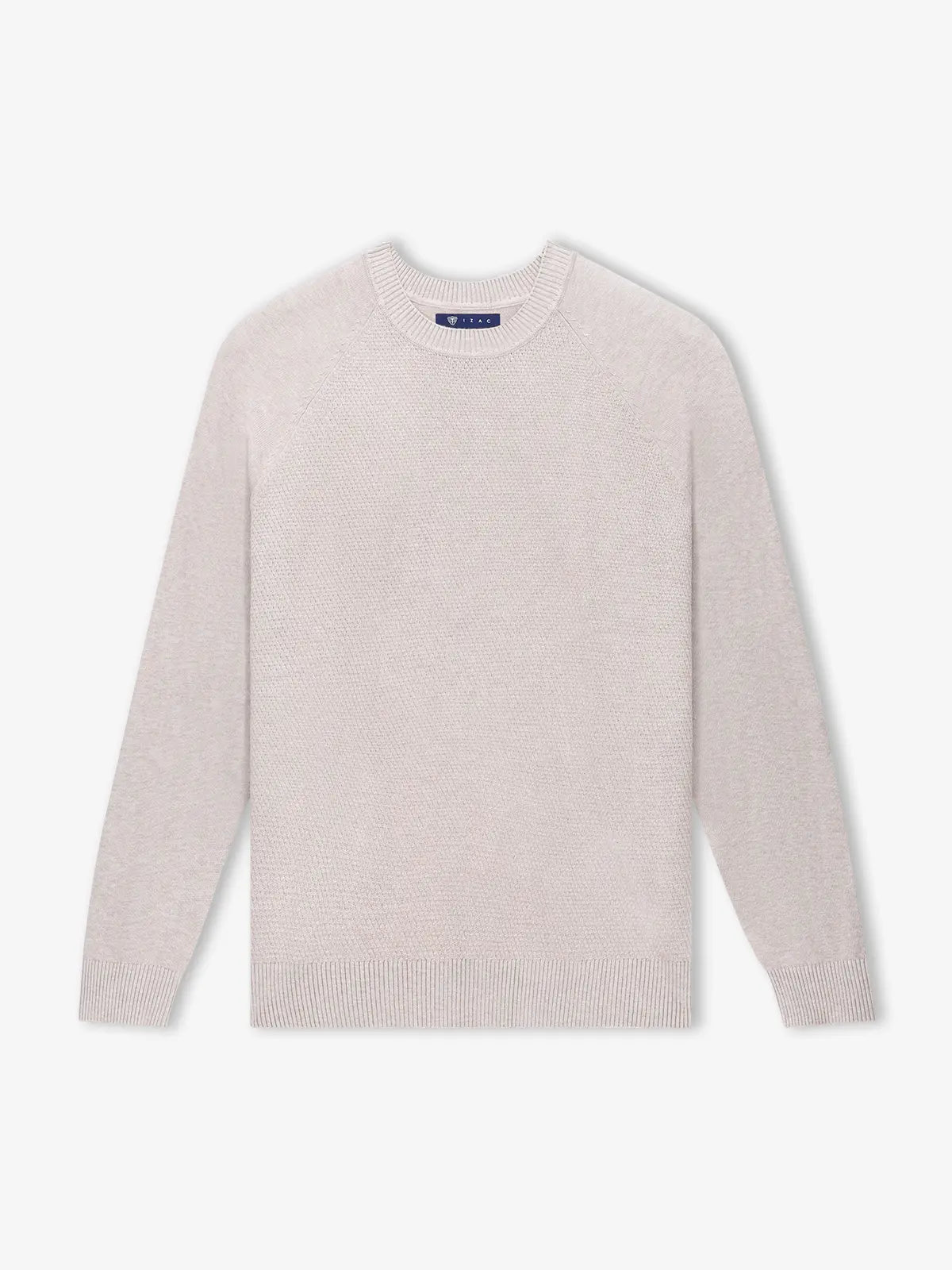 Pull col rond jeux de point beige - IZAC