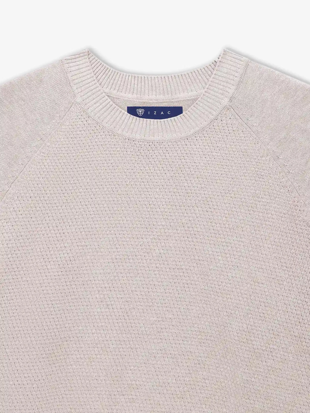 Pull col rond jeux de point beige - IZAC