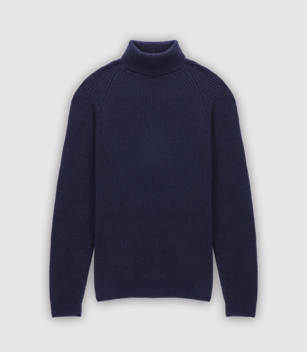 Pull col roulé marine - IZAC