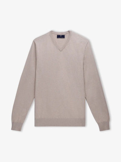 Pull col V beige foncé - IZAC