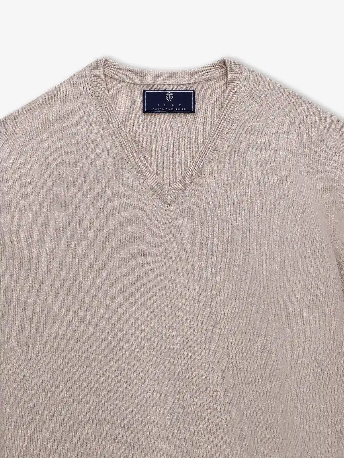 Pull col V beige foncé - IZAC