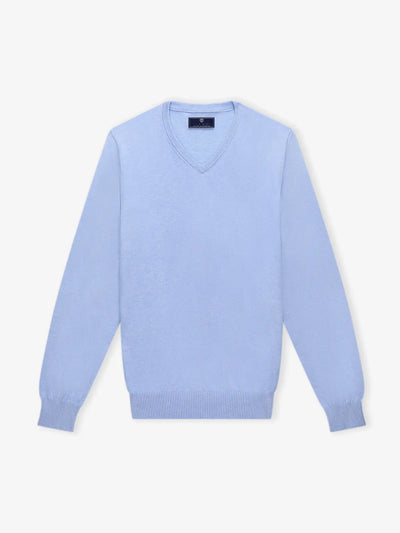 Pull col V bleu ciel - IZAC
