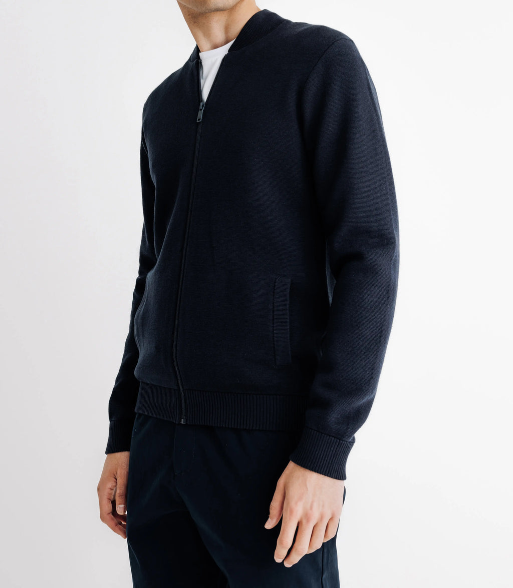 Pull cardigan zippé marine - IZAC