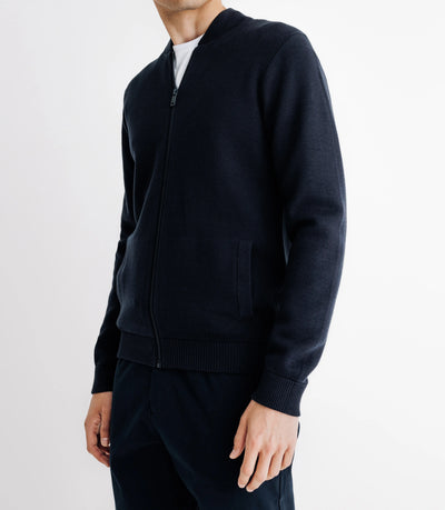 Pull cardigan zippé marine - IZAC