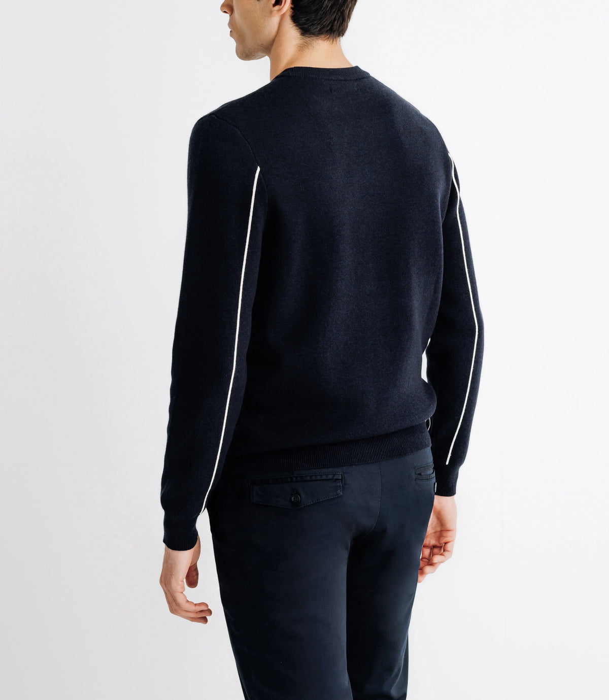 Pull col rond avec broderie marine - IZAC