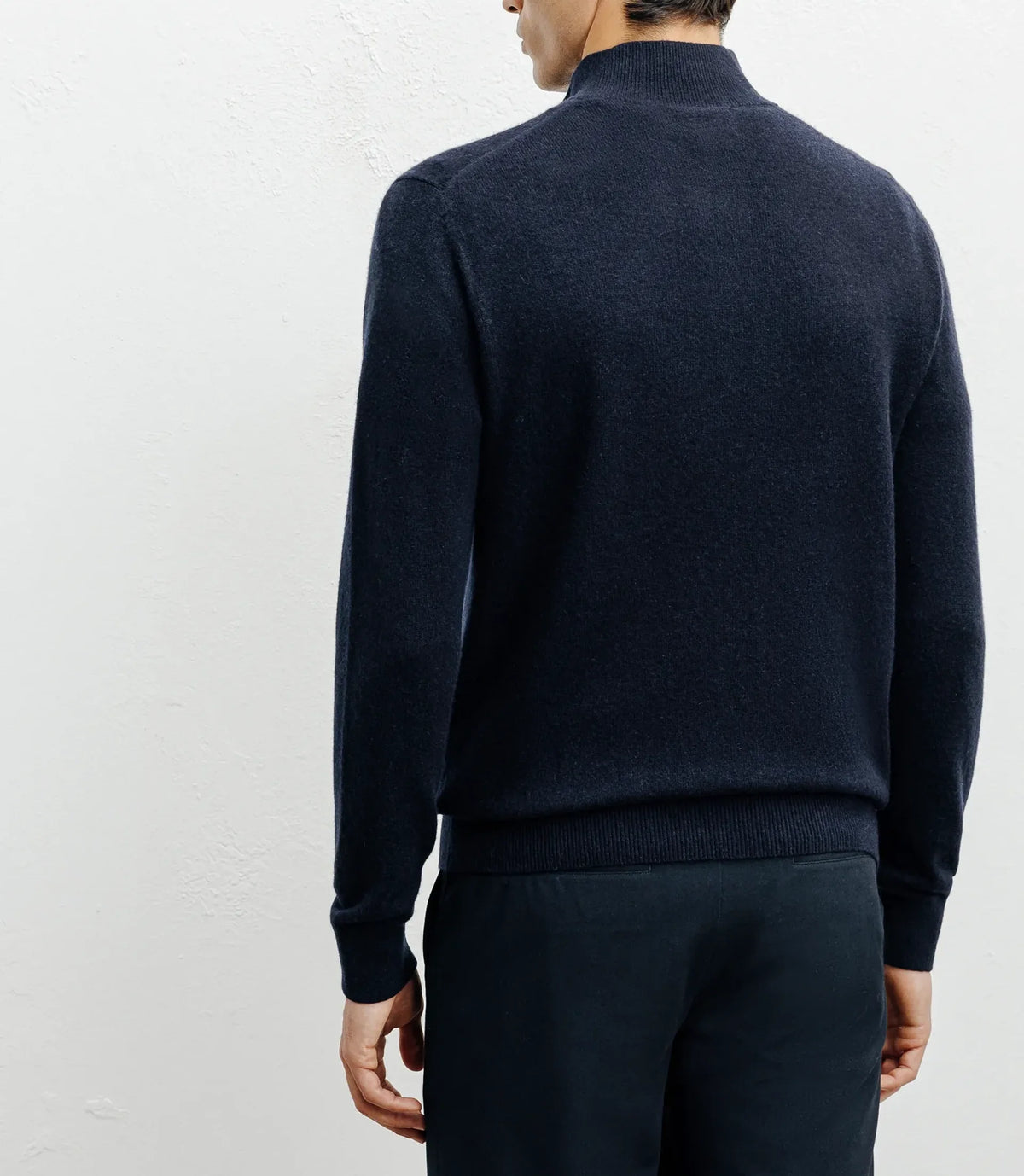 Pull col zippé et boutonné 100% cachemire marine - IZAC