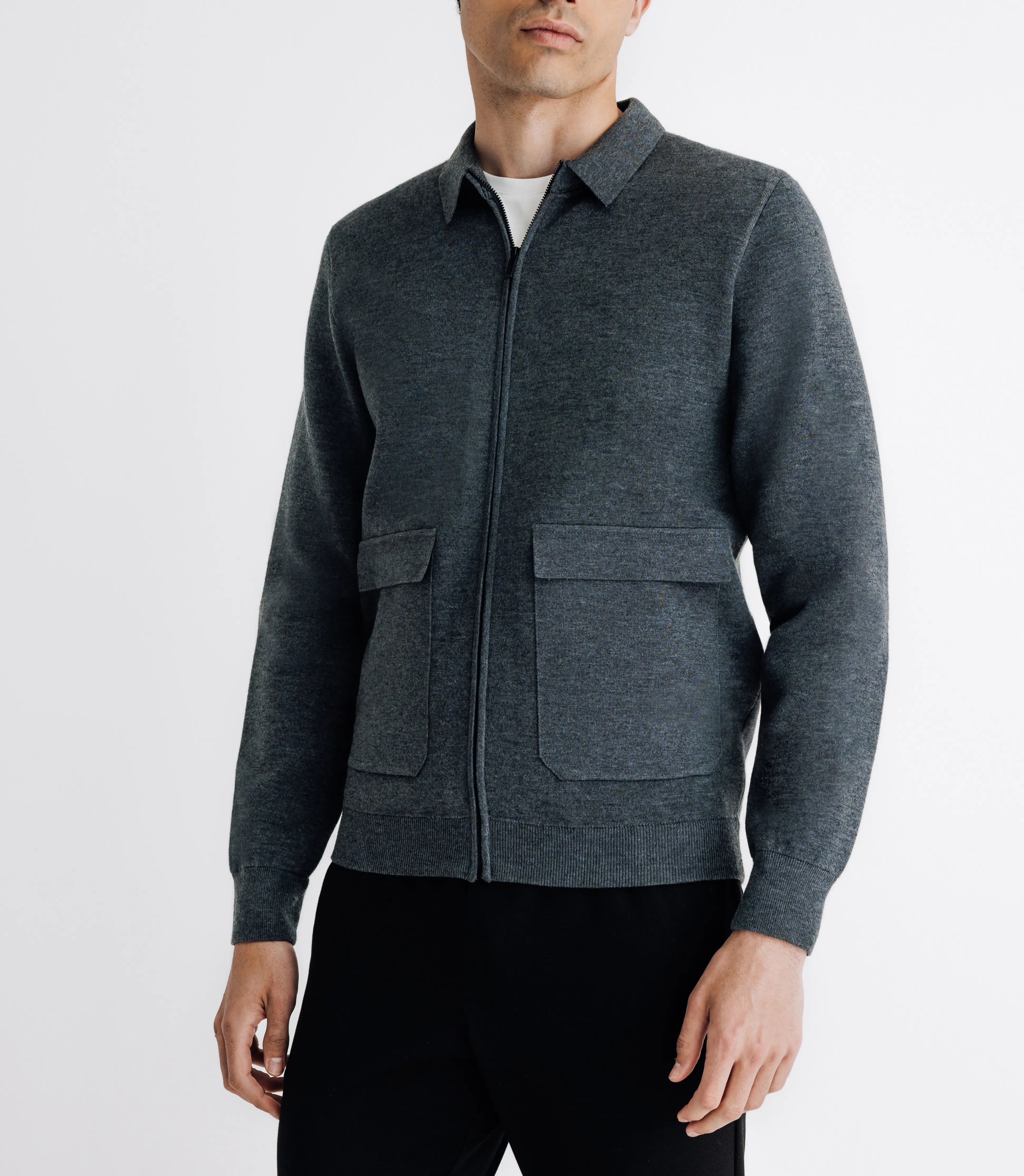 Pull cardigan zippé anthracite - IZAC