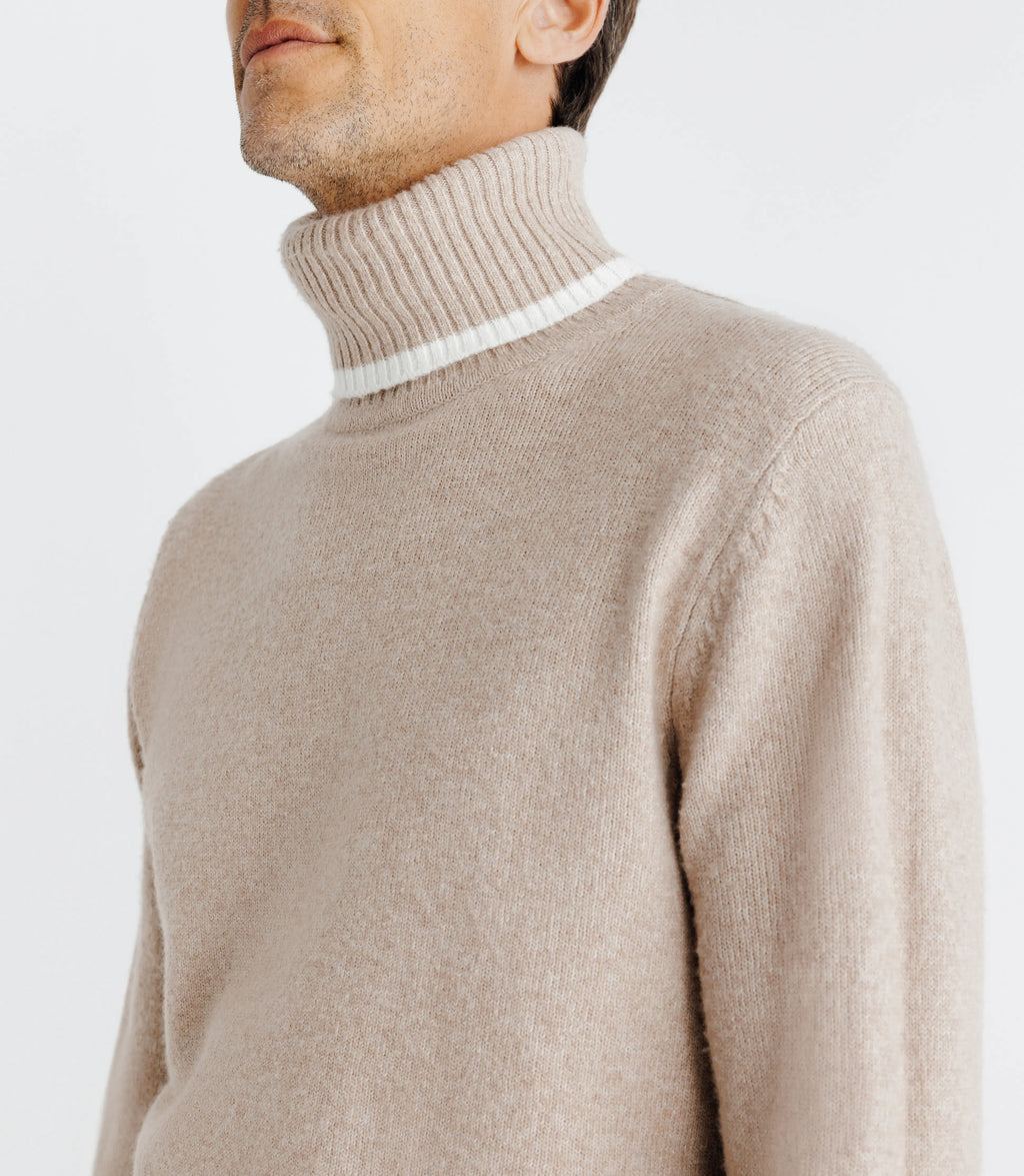 Pull col roulé beige - IZAC