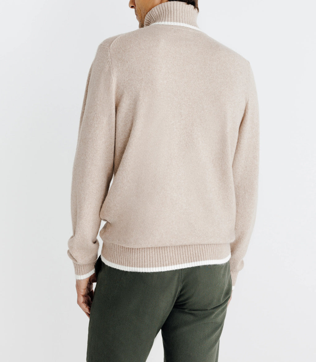 Pull col roulé beige - IZAC