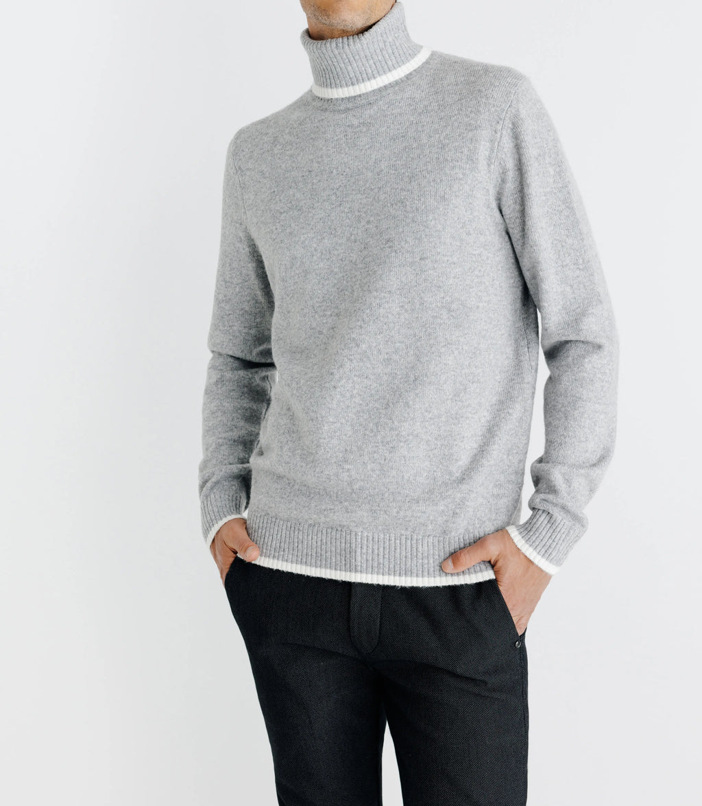 Pull col roulé gris - IZAC