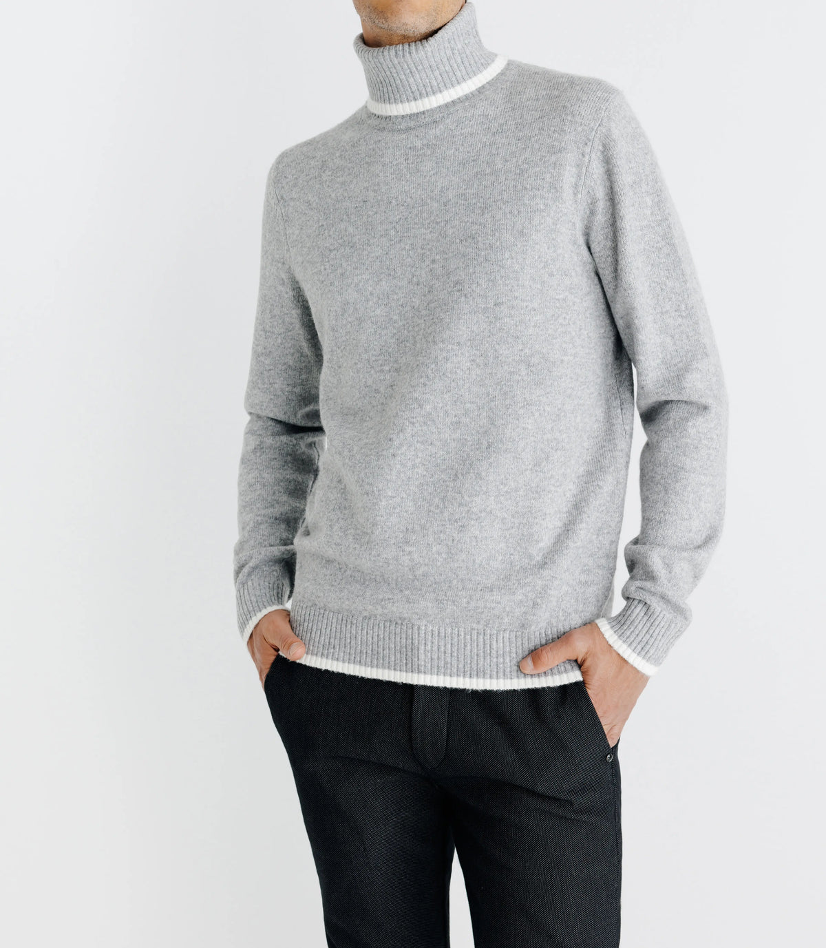 Pull col roulé gris - IZAC