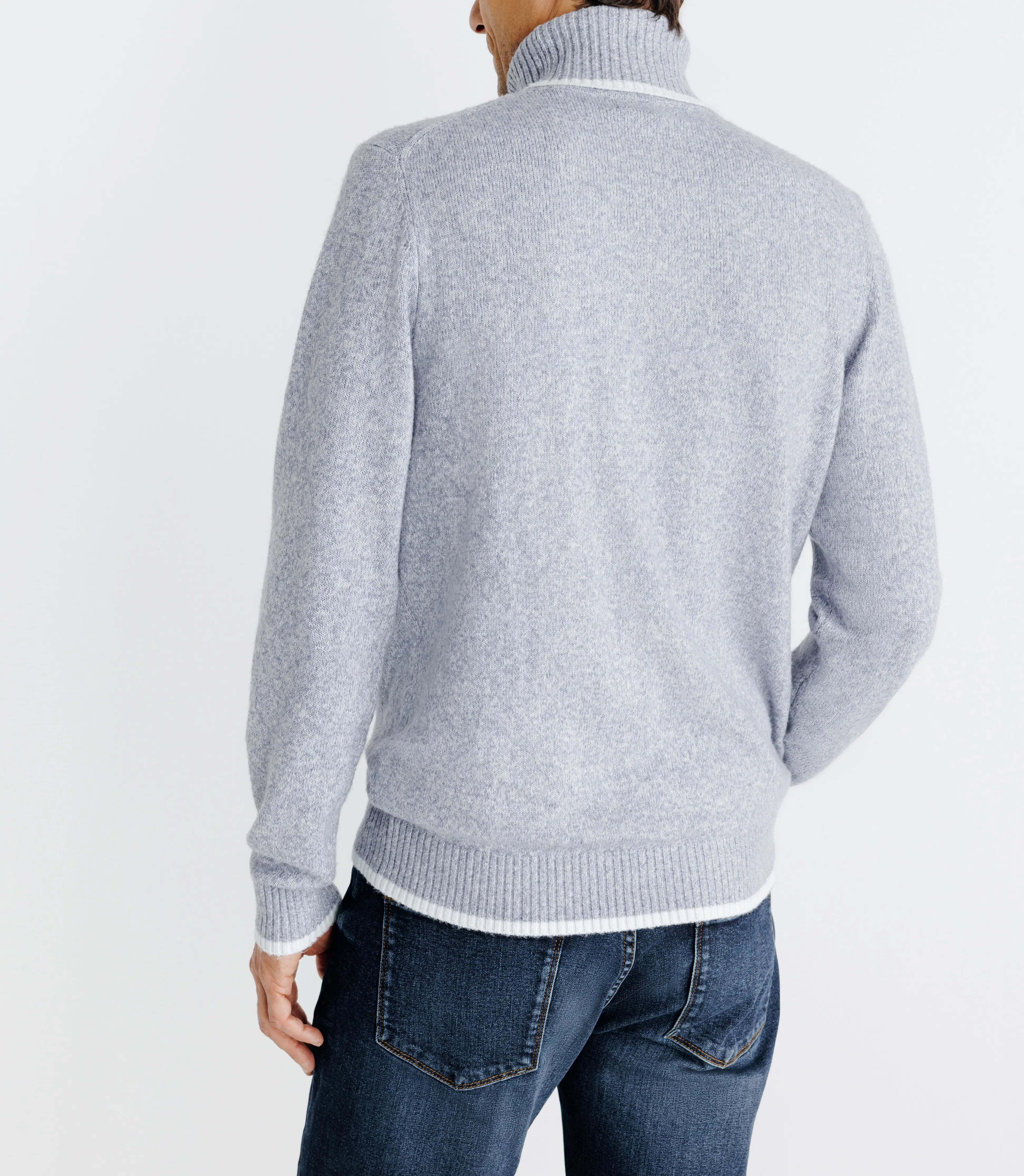 Pull col roulé indigo - IZAC