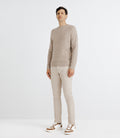 Pull col rond jeux de point beige - IZAC
