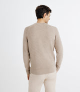 Pull col rond jeux de point beige - IZAC