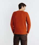 Pull col rond jeux de point brique - IZAC