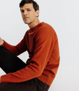 Pull col rond jeux de point brique - IZAC