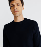 Pull col rond jeux de point marine - IZAC