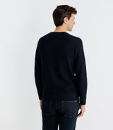 Pull col rond jeux de point marine - IZAC