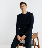 Pull col rond jeux de point marine - IZAC