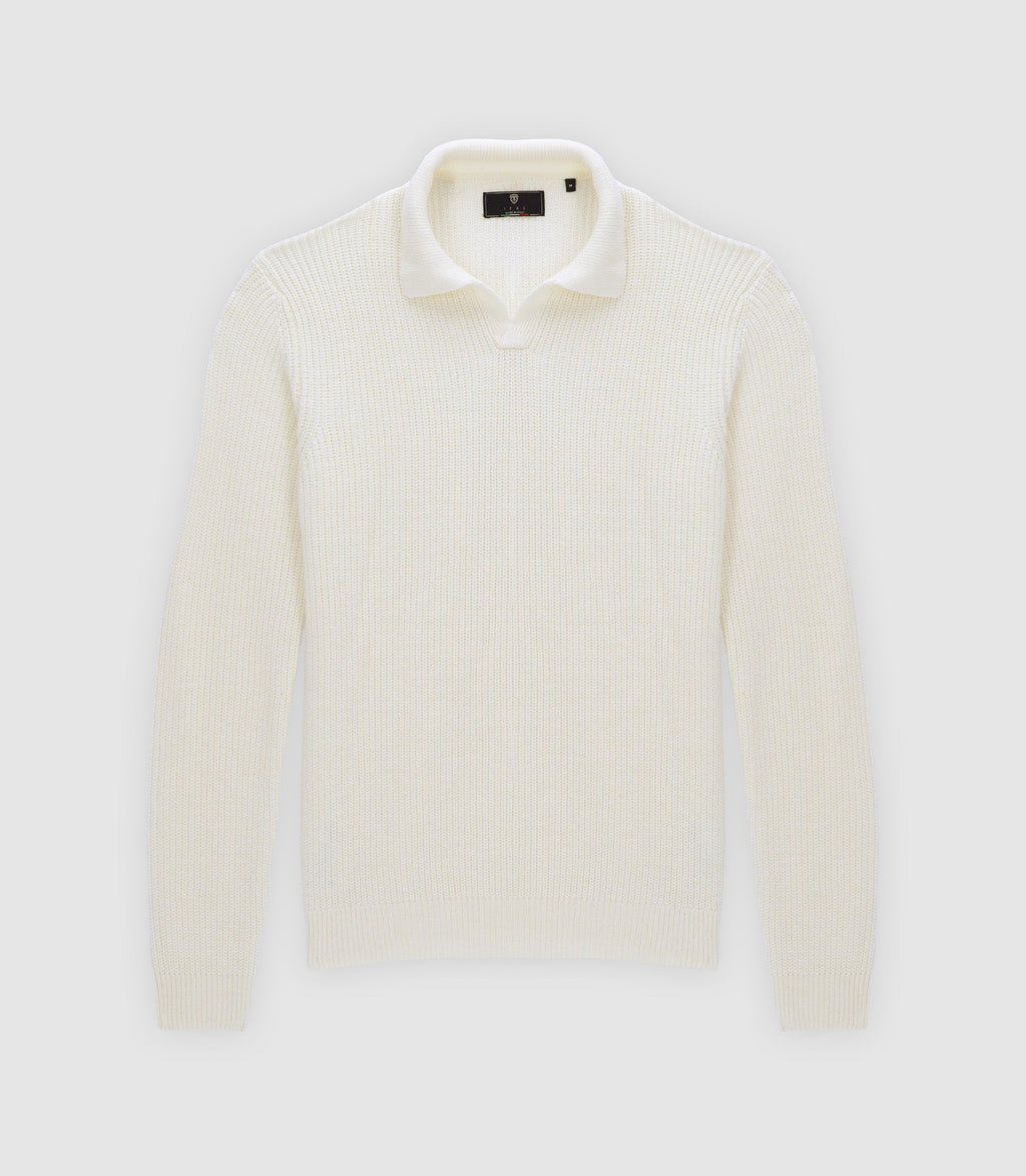 Pull col polo ouvert écru - IZAC