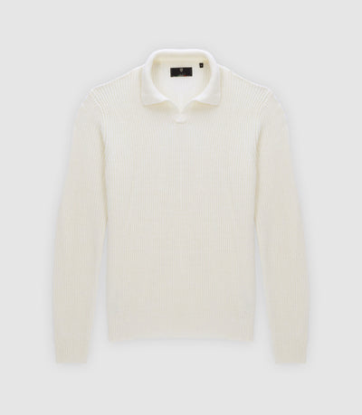 Pull col polo ouvert écru - IZAC