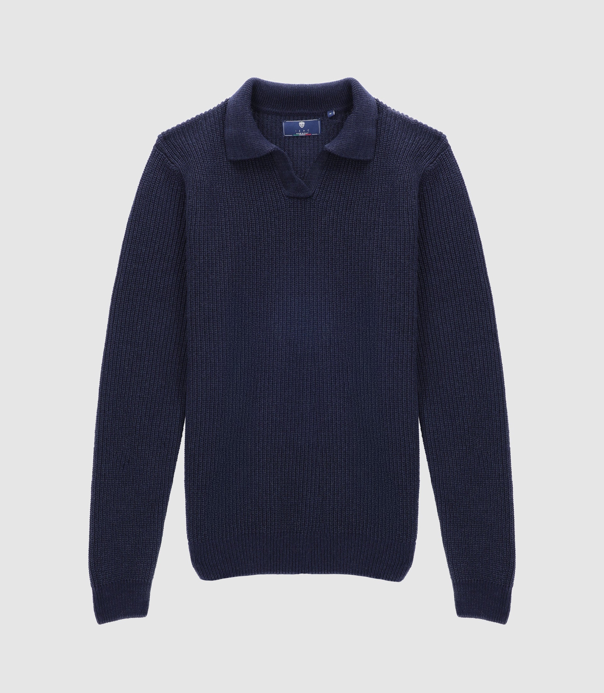 Pull col polo ouvert marine - IZAC