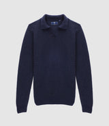 Pull col polo ouvert marine - IZAC