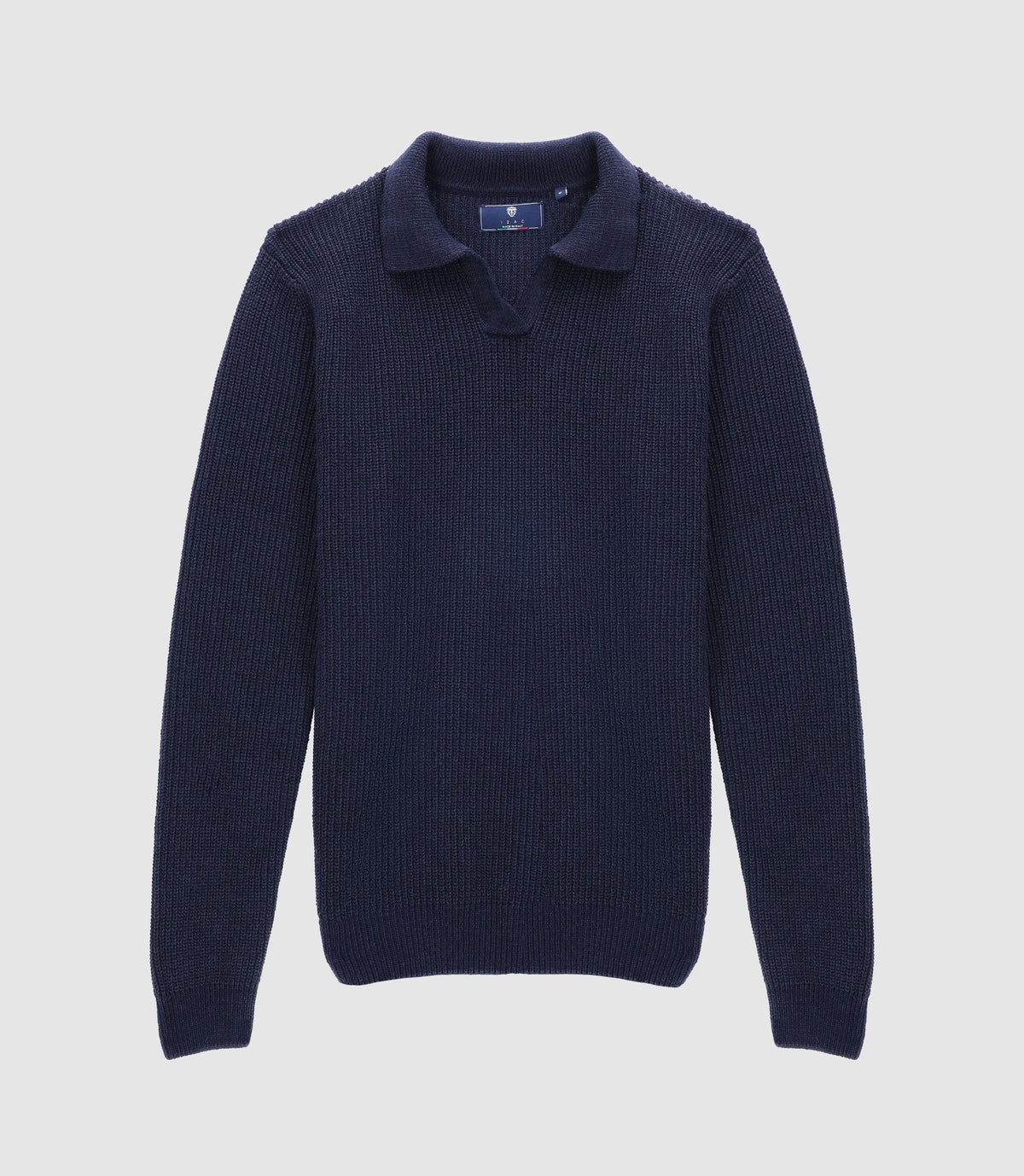 Pull col polo ouvert marine - IZAC