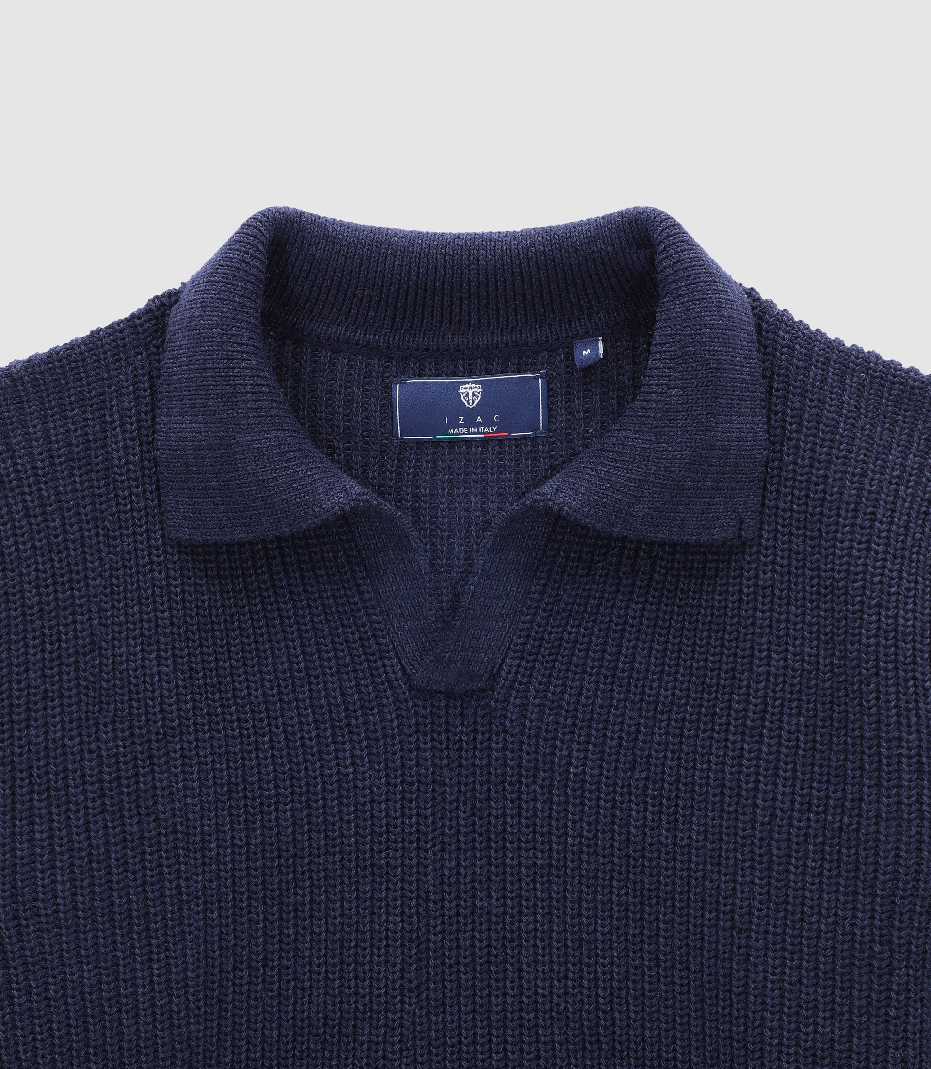 Pull col polo ouvert marine - IZAC